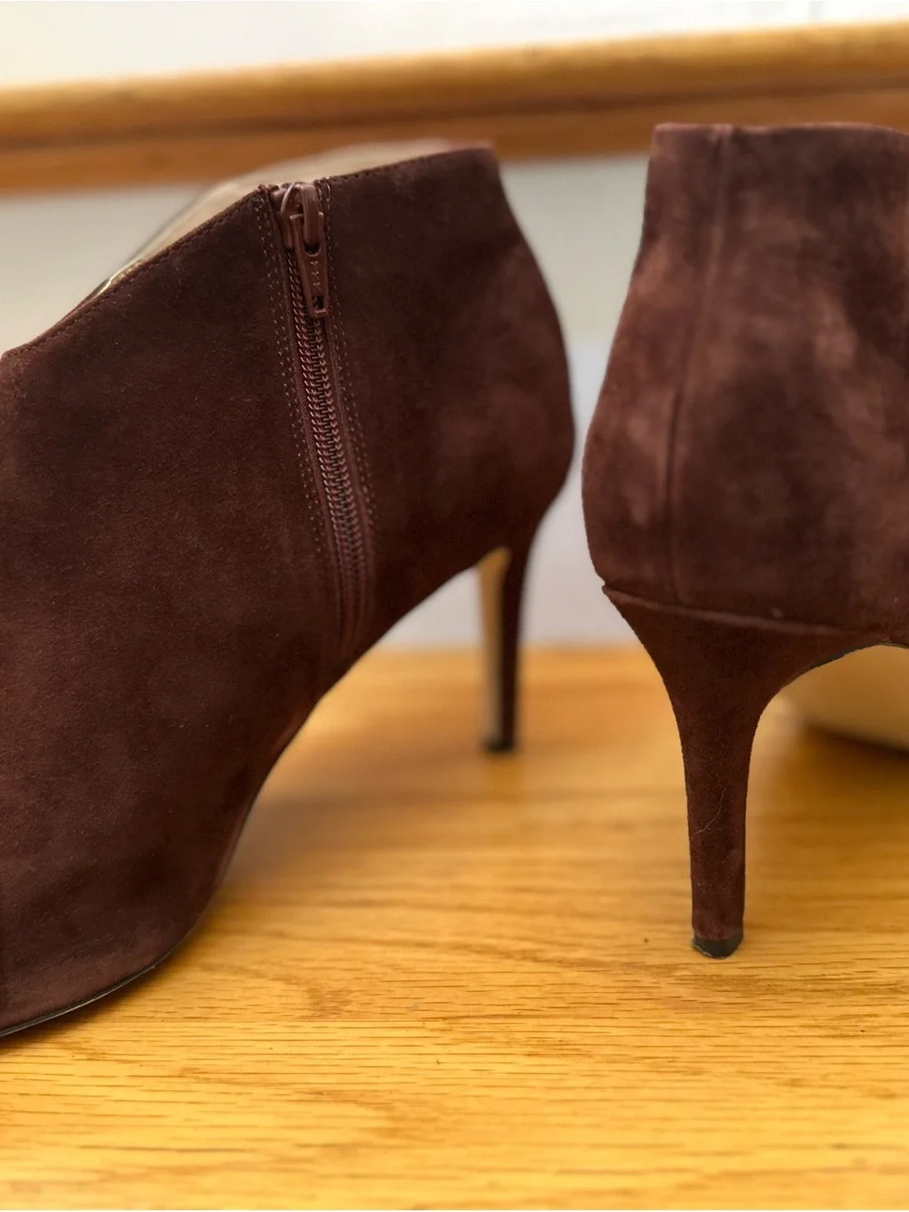 Sole Society Women's Suede Ankle Booties in Burgundy - Classic Heel size 10